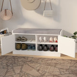 ZUN Shoe Storage Bench with 2 Door Cabinet, Entryway Bench with Shoe Storage, Shoe Bench with Cushion, W760P206351