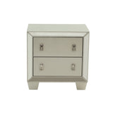 Contemporary 2 Drawers Nightstand In Silver SR014981