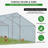 ZUN 20 x 10 ft Large Metal Chicken Coop, Walk-in Poultry Cage Chicken Hen Run House with Waterproof 26549871