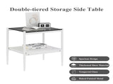 Set of 2 Rectangle End Table, Tempered Glass Tabletop with MDF layer, Modern Table for Living Room , W241P184250