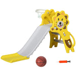 ZUN Yellow Toddler Slide for Indoors with Basketball Hoop 04628273