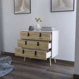 ZUN Kimball 3-drawer Dresser, Modern Chic Storage with Wooden Legs B128P176105