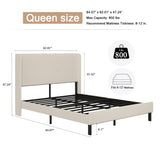Queen Size Platform Bed , Metal Bed Frame with Charging Station, No Box Spring Needed, , W636P288880