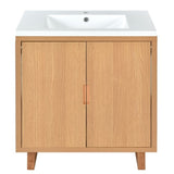 ZUN 30" Bathroom vanity Set with Sink, Combo Cabinet, Bathroom Storage Cabinet, Solid Wood Frame WF319594AAA