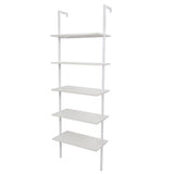 5-Shelf Wood Ladder Bookcase with Metal Frame, Industrial 5-Tier Modern Ladder Shelf Wood 70392764