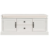 ZUN TREXM Storage Bench with 2 Drawers and 2 Cabinets, Shoe Bench with Removable Cushion for Living WF288172AAK