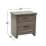 Wooden 2 Drawers Nightstand in Brown Finish B016P251351