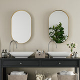 20x34 Inch Oval Recessed Medicine Cabinet, Metal Framed Bathroom Wall Cabinet with Mirror and W1435P210490