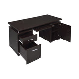 ZUN Computer Desk with 2 Drawers and Cabinet in Cappuccino B016P162591