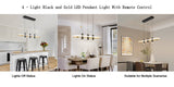 Javeriah 4 - Light Black/Gold Dimmable LED Pendant Light T3177P284002