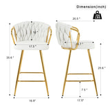 Modern design High stool Gold Plated legs Kitchen Dining White linen bar chair, suitable for Cafe W210P201267