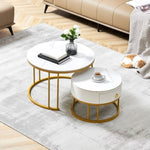 ZUN Coffee Table Nesting Set of 2, Circular Sintered Stone Marble Entable, for Living Room Bedroom W1765118671