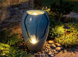 16"32" Outdoor Cracked Jar Water Fountain with LED Lights Resin Patio Water Feature 94736083