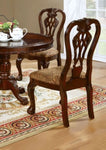 ZUN Formal Classic Traditional Dining Chairs Cherry Solid wood Damask Print Fabric Seat Intricate Back B01172303