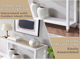 Glass Entryway Table, 2-Tier Entry Way Console Entrance Table, 41"L Narrow Sofa Table with 74350138