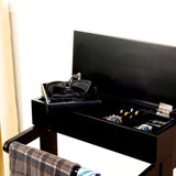 Black Portable Garment Rack,Clothes Valet Stand with Storage Organizer W76056838