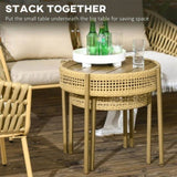 ZUN Brown PE Wicker Patio End Table Set 73215608