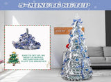 7 FT Snow Flocked Pre-lit Artificial Pop Up Christmas Tree with 200 Warm Lights and Blue & Silver 98640513