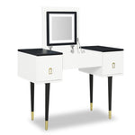 ZUN 43.3" Modern Vanity Table Set with Flip-top Mirror and LED Light, Dressing Table with Customizable WF305842AAA