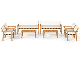 4-Piece Acacia Wood Patio Conversation Set with Soft Cushions Loveseat Armchairs Coffee Table 83535519