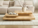 3-Piece Modular Stacking Coffee Table Natural Wood Look, Mordern MDF Table front of the Sofa, W2582P451418