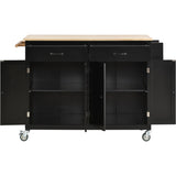 Kitchen Island Cart with Solid Wood Top and Locking Wheels,54.3 Inch Width,4 Door Cabinet and Two 59372861