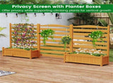 No-Dig Fir Wood Privacy Fence with Planter Boxes, 3-Panel AC Unit Screen for Outdoor Trash/Pool 03301084