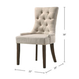 Set of 2 Fabric Upholstered Dining Chairs, Beige and Weathered Oak B016P315231