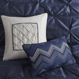 7 Piece Tufted Comforter Set Navy Cal King B03596833