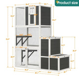 3-Tier Wooden Outdoor & Indoor Cat House Suitable for 1-3 Cats Cat Enclosure Resting Box with 4 W1850120016