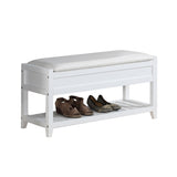 ZUN Rouen Seating Bench with Shoe Storage, White T2574P164221