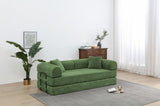 Convertible Sleeper Sofa Bed with Cylindrical Pillow - Corduroy Folding Mattress Couch with W3199P322614
