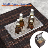 4 Piece Outdoor PE Wicker Furniture Set, Patio Brown Rattan Sectional Sofa Couch with Washable T2712P343644