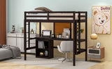 ZUN Twin size Loft Bed with Desk and Writing Board, Wooden Loft Bed with Desk & 2 Drawers Cabinet 41615218