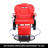 All Purpose Barber Chair Heavy Duty 440lbs Reclining Swivel Hydraulic for Barbershop Hair Salon, Red 51950622