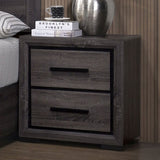 Gray 1pc Nightstand Bedroom Furniture Bedside Table 2-Drawers Two-tone Design w/ Black Trim Paper B011P222864