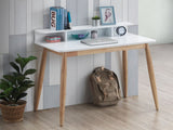 ZUN Roskilde Mid-Century Modern Wood Writing Desk with Hutch, White T2574P164625