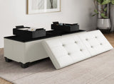 Ottoman with Storage Bench, 43-inch Storage Ottoman, Leather, White 63099762