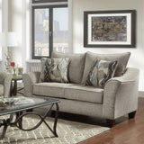 ZUN Camero Fabric Pillowback 2-Piece Living Room Set, Sofa and Loveseat, Gray T2574P195445