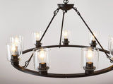 34.25'' Modern 9-Light Black Wagon Wheel Chandelier With Light For Living Dining W5008P468519