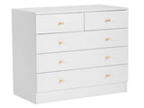 4-Tier 5-Drawer Bedside Table with Matte Gold Handles Particleboard with Textured Melamine Finish 97060618