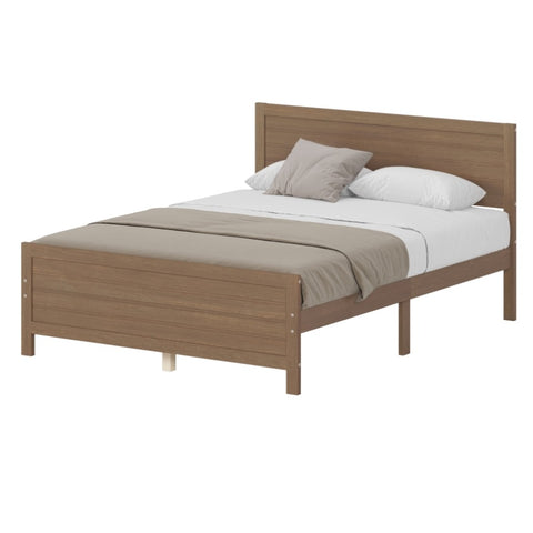 ZUN Wood Platform Bed Frame with Headboard, Mattress Foundation with Wood Slat Support, No Box Spring 99776256