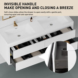 60" Wall-Mounted Bathroom Vanity with Sink, Floating Bathroom Storage Cabinet with Stone Resin W1573P211176