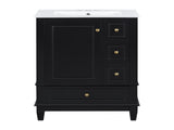24" Bathroom Vanity with Sink and Drawers, Black Freestanding Vanity Cabinet with Ceramic Top and 74450990