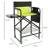 31" Tall Directors Chair with Footrest, 4Portable Bar Height Folding Camping Chair with Built-in Cup 57866918
