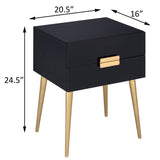 Black and Gold Side Table with 2 Drawer B062P181391