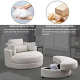 Welike Swivel Accent Barrel Modern Sofa Lounge Club Big Round Chair with Storage Ottoman W83469808