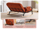 Corduroy Nursery Rocking Chair w/ Pull-out Footrest, Adjustable Backrest 100&deg-160&deg, Oversized 55018651