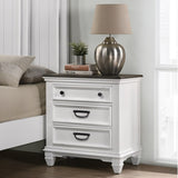Clelane Wood 3-Drawer Nightstand, Weathered White and Gray T2574P225175