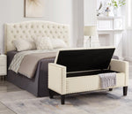 ZUN Upholstered Tufted Button Storage Bench with nails trim,Entryway Living Room Soft Padded Seat with 65313741